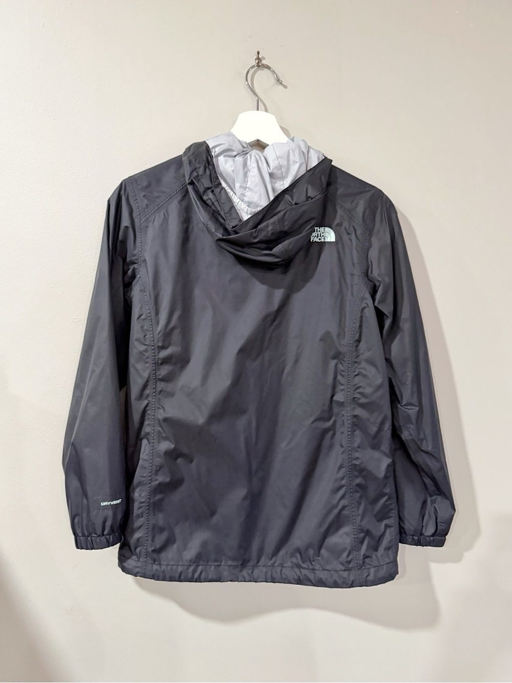 The North Face Girls L 14/16 Gray DryVent Hooded Rain Jacket Mint Zip Gorpcore - Picture 3 of 12